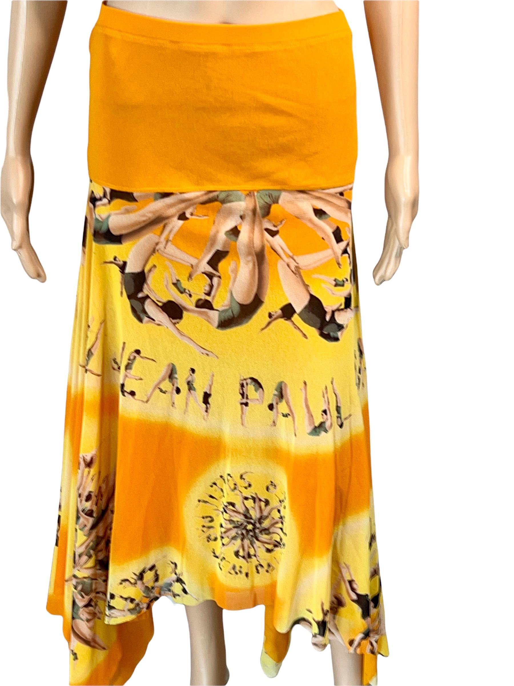 Jean Paul Gaultier Soleil Logo People Print Semi-Sheer Mesh Maxi Skirt Dress 6