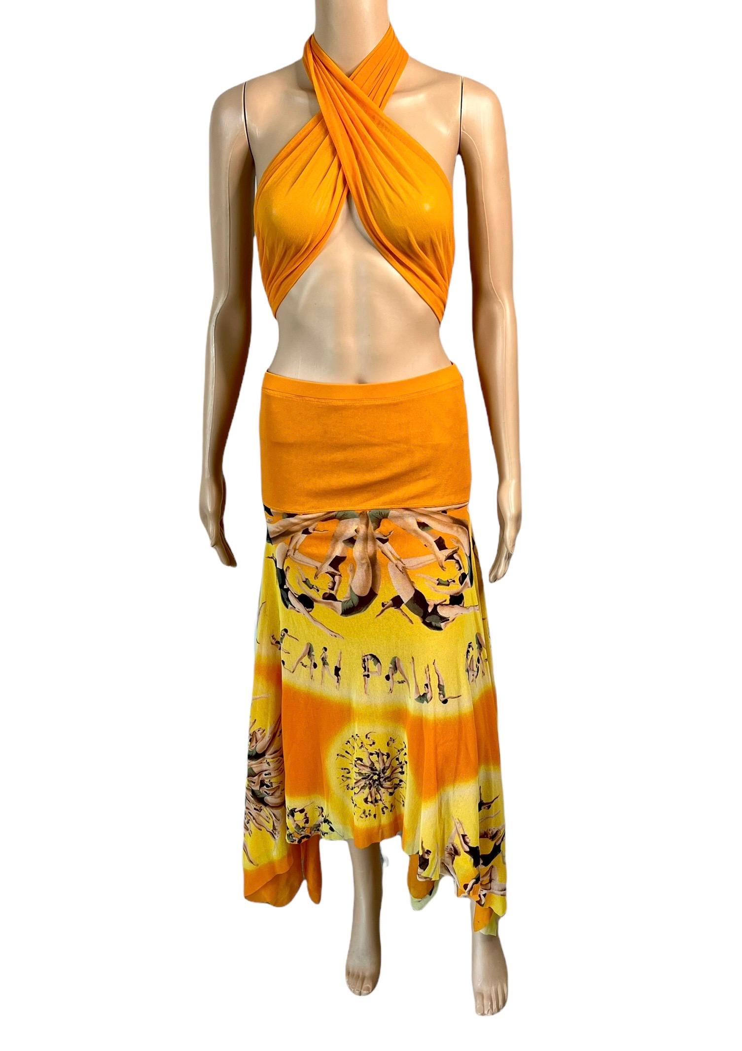 Jean Paul Gaultier Soleil Logo People Print Semi-Sheer Mesh Maxi Skirt Dress 2