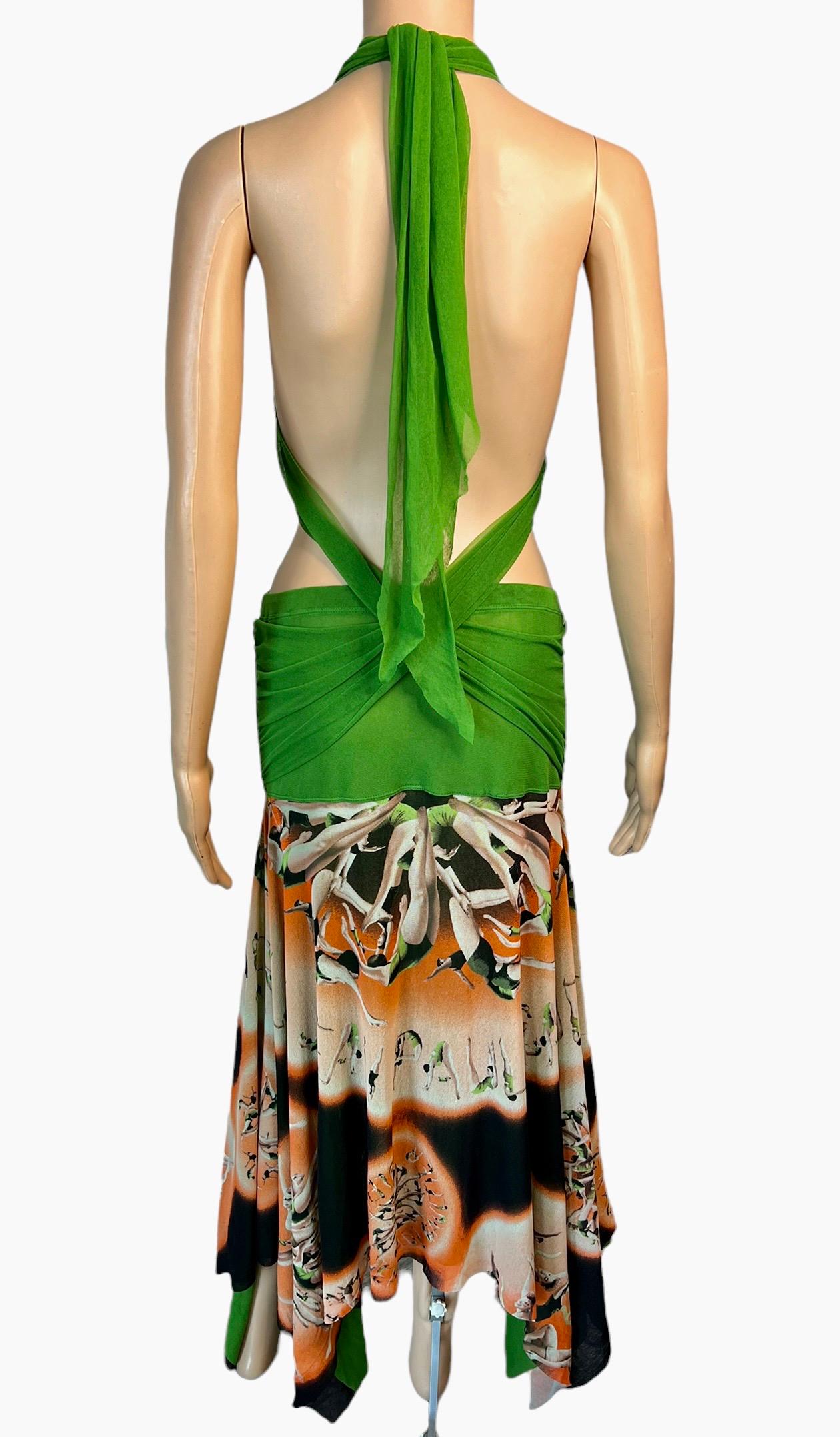 Jean Paul Gaultier Soleil Logo People Print Semi-Sheer Mesh Maxi Skirt Dress 3