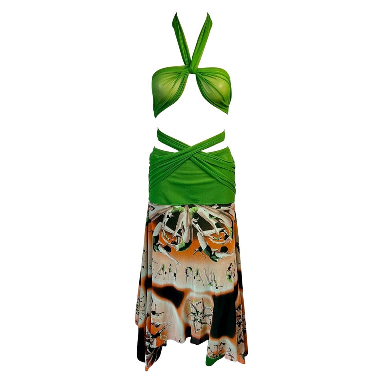 Jean Paul Gaultier Soleil Logo People Print Semi-Sheer Mesh Maxi Skirt Dress  at 1stDibs