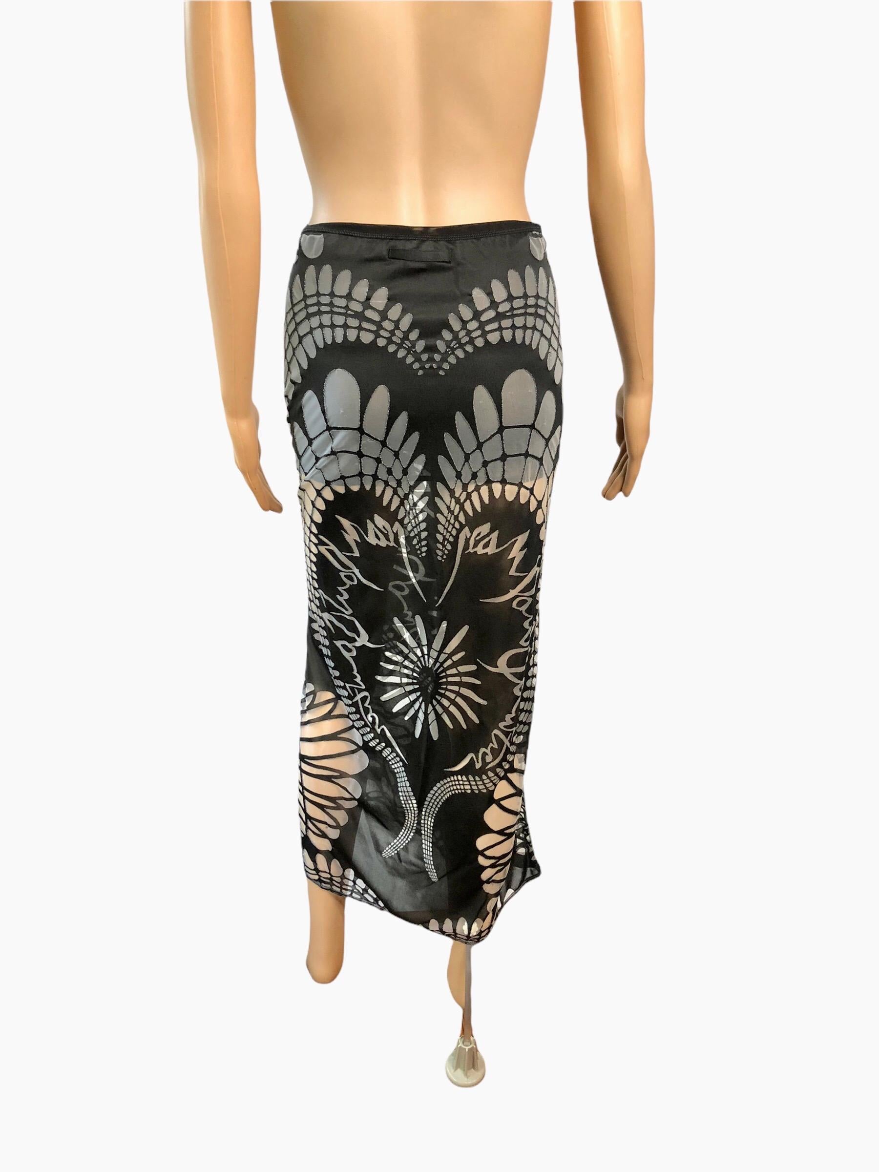 Jean Paul Gaultier Soleil S/S 2001 Logo Semi-Sheer Bodycon Mesh Maxi Dress In Good Condition For Sale In Naples, FL