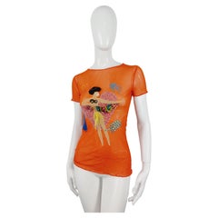 Vintage Jean Paul Gaultier Soleil Mesh Hawaii Tropical Cocktail Embroidered 3D Top Tee 