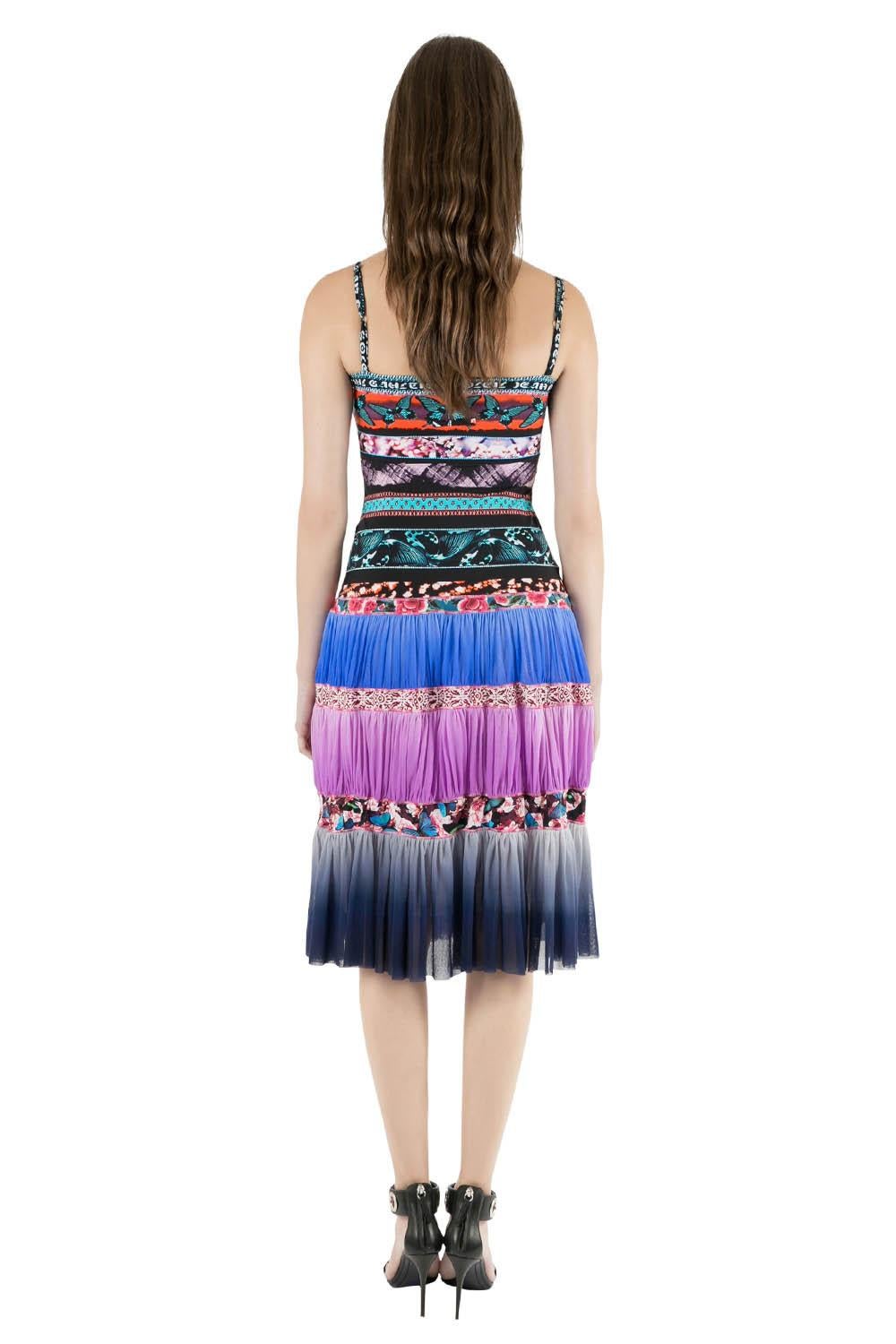This cami dress by Jean Paul Gaultier will be your companion all summer. The multicolor dress has a digital print and is tailored from a fine fabric blend. It features a tiered design that creates a flowy bottom. Offering a great fit, it is also