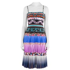Jean Paul Gaultier Soleil Mehrfarbiges gestuftes Cami-Kleid mit Digitaldruck XS