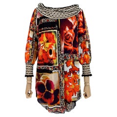 Jean Paul Gaultier - Robe en maille à fleurs orange soleil Fuzzi