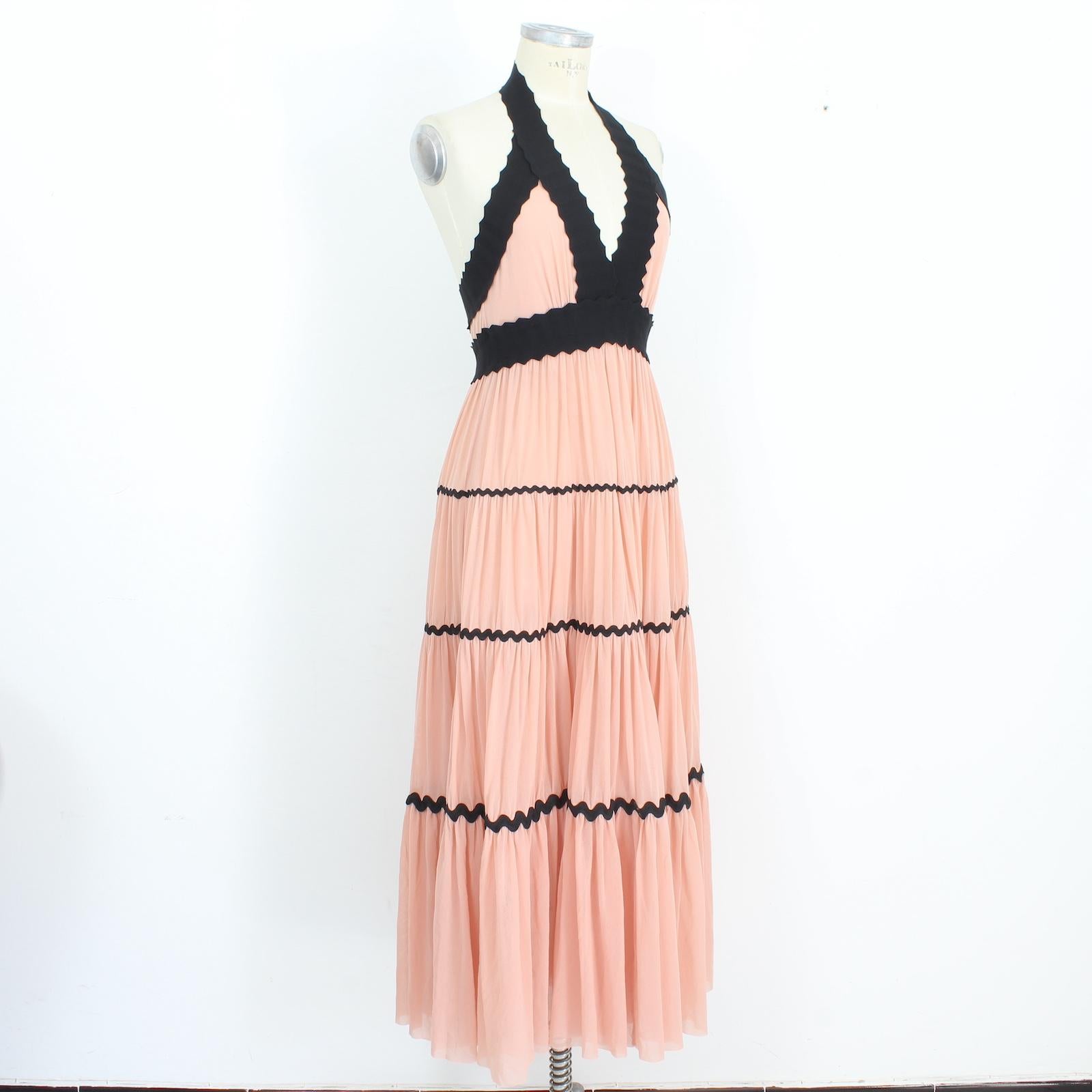 Jean Paul Gaultier Soleil Pink Cocktail Long Dress Fuzzi 2000s For Sale 1