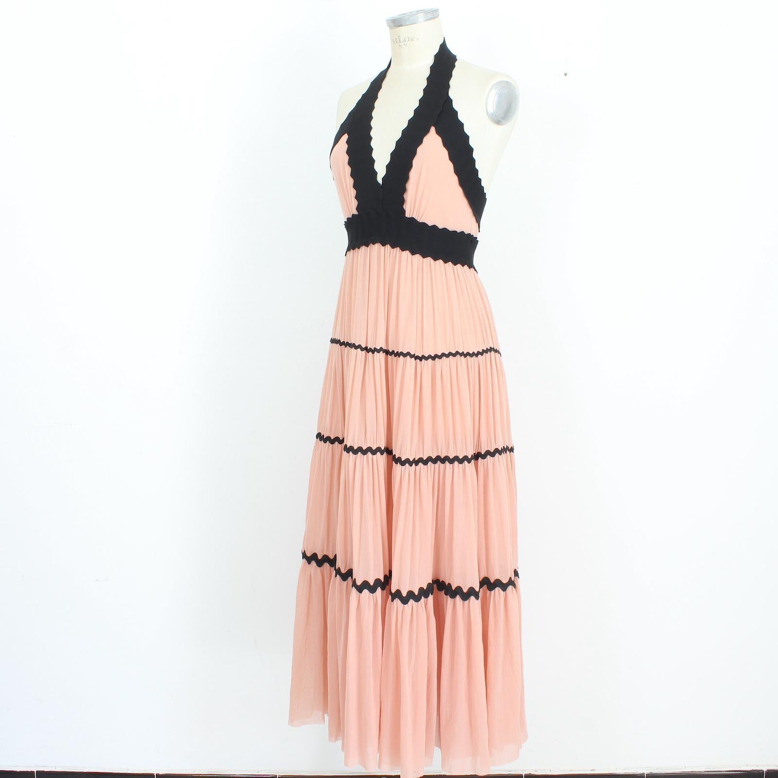 Jean Paul Gaultier Soleil Pink Cocktail Long Dress Fuzzi 2000s For Sale 2