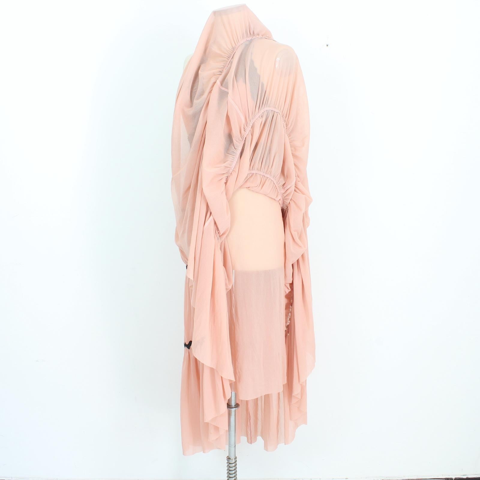Jean Paul Gaultier Soleil Pink Cocktail Long Dress Fuzzi 2000s For Sale 3