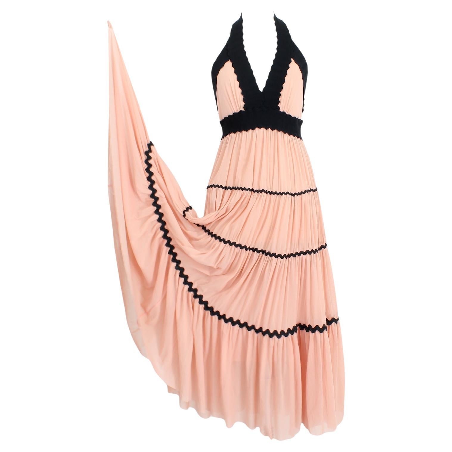 Jean Paul Gaultier Soleil Pink Cocktail Long Dress Fuzzi 2000s For Sale