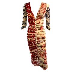 Jean Paul Gaultier Soleil Ruched Semi-Sheer Mesh Midi Dress