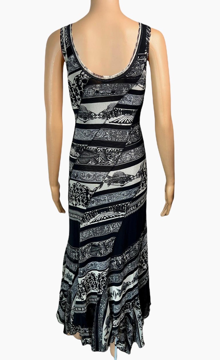 knee length dresses for ladies 1990s Jean Paul Gaultier Eye of Horus Striped Jersey Dress main image 1