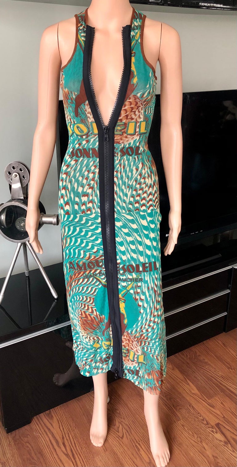 Jean Paul Gaultier Soleil S/S 1999 Amour au Soleil Bodycon Mesh Maxi Dress  For Sale at 1stDibs