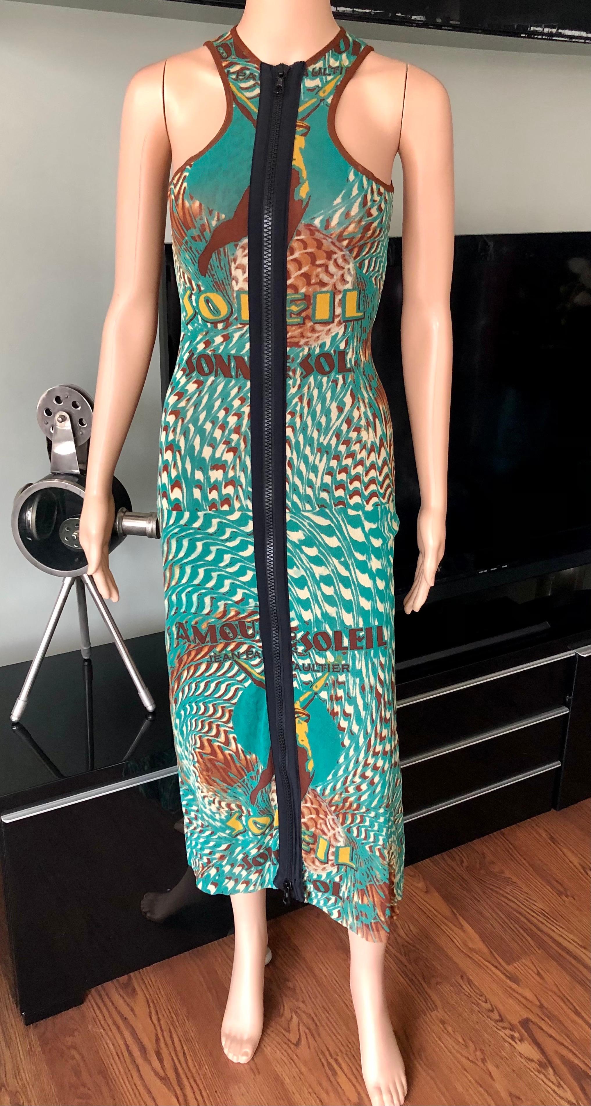 Jean Paul Gaultier Soleil S/S 1999 Amour au Soleil Bodycon Mesh Maxi Dress In Excellent Condition For Sale In Naples, FL
