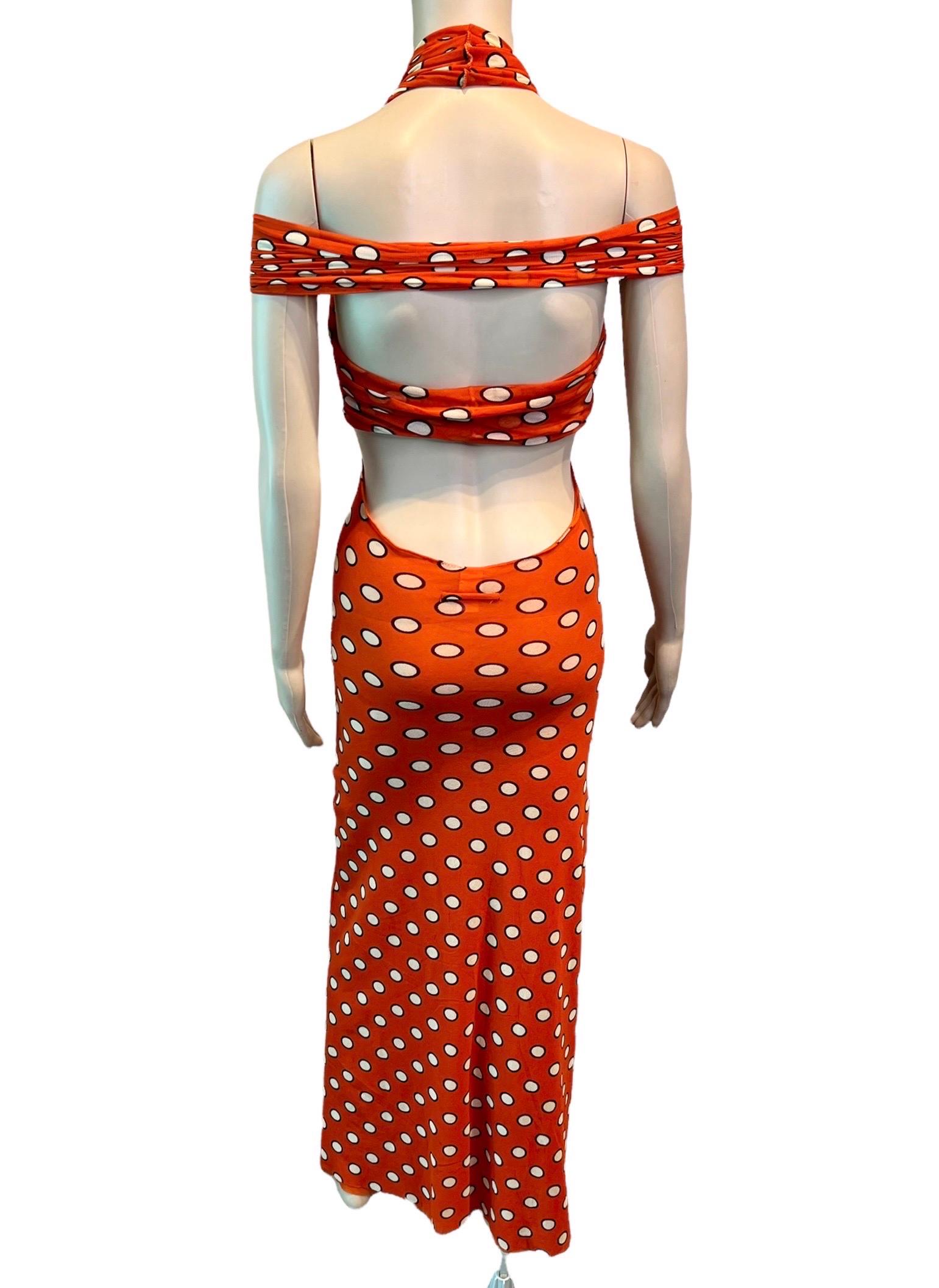 Jean Paul Gaultier Soleil S/S 1999 Cutout Polka Dot Mesh Bodycon Maxi Dress For Sale 1