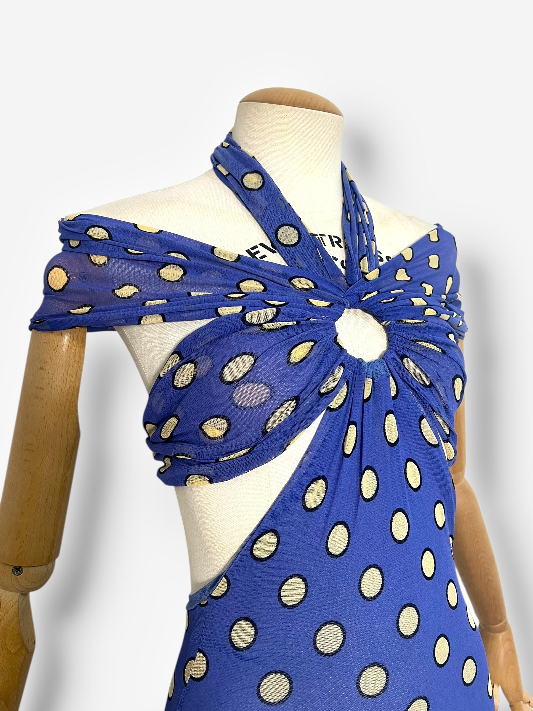 Jean Paul Gaultier Soleil S/S 1999 Cutout Polka Dot Mesh Bodycon Maxi Dress 2