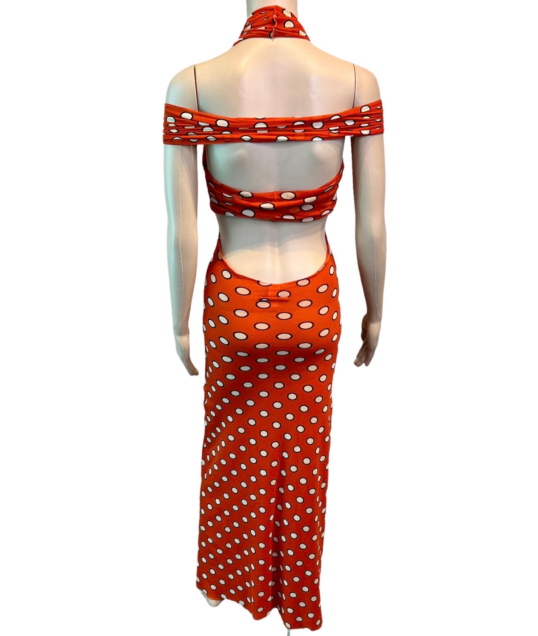 Jean Paul Gaultier Soleil S/S 1999 Cutout Polka Dot Mesh Bodycon Maxi Dress For Sale 3