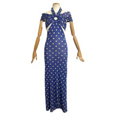 Jean Paul Gaultier Soleil S/S 1999 Cutout Polka Dot Mesh Bodycon Maxi Dress
