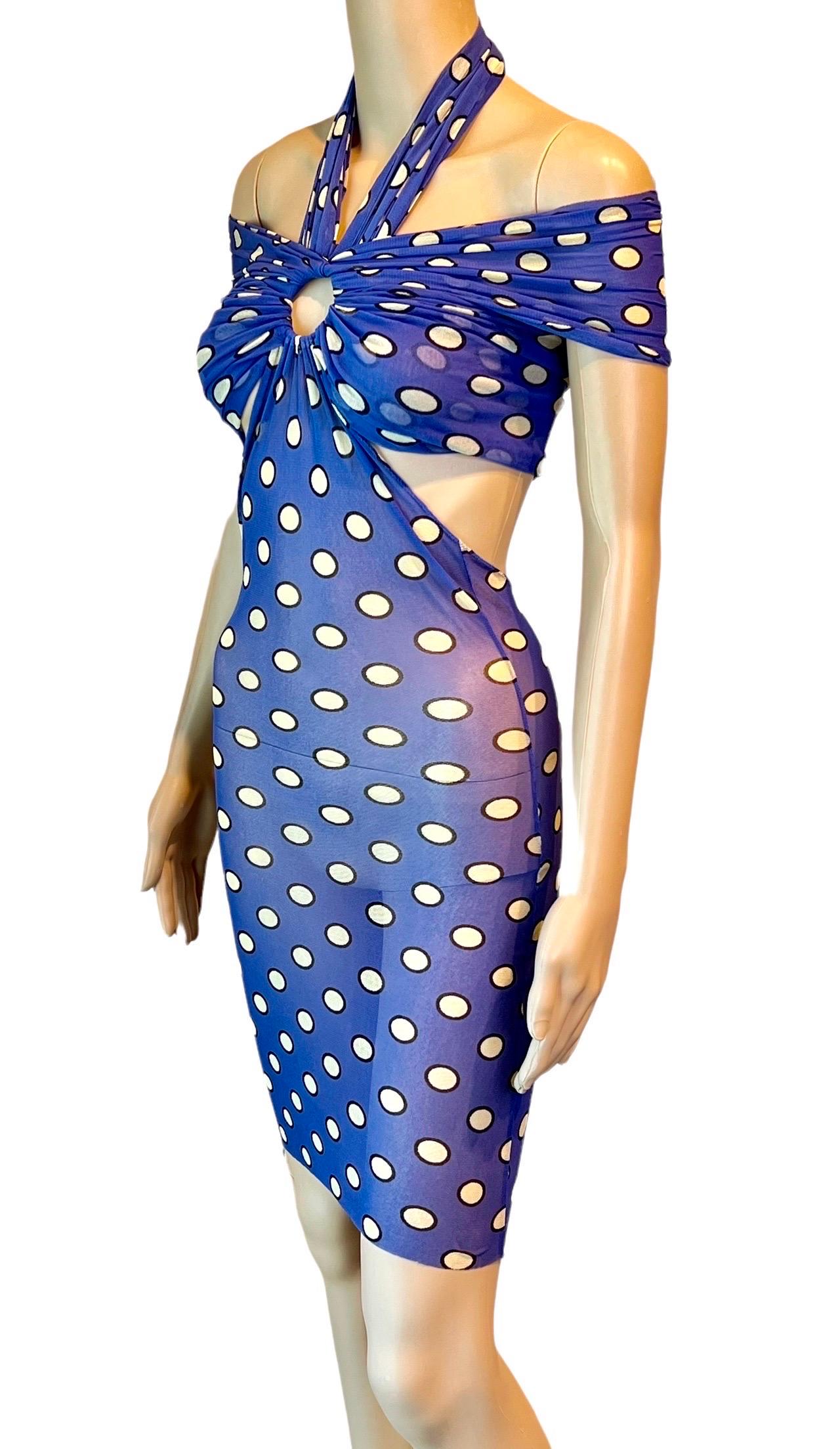 Jean Paul Gaultier Soleil S/S 1999 Cutout Polka Dot Mesh Bodycon Mini Dress For Sale 1
