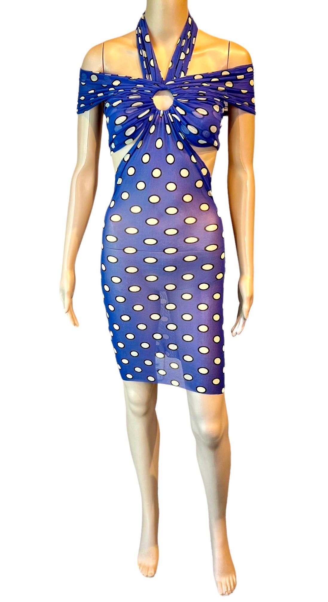 Jean Paul Gaultier Soleil S/S 1999 Cutout Polka Dot Mesh Bodycon Mini Dress For Sale 3