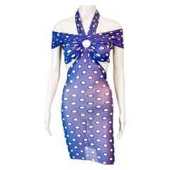 Jean Paul Gaultier Soleil S/S 1999 Cutout Polka Dot Mesh Bodycon Mini Dress