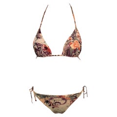 Traje de baño de 2 piezas Jean Paul Gaultier Soleil S/S 1999 Bikini Flamingo Tropical