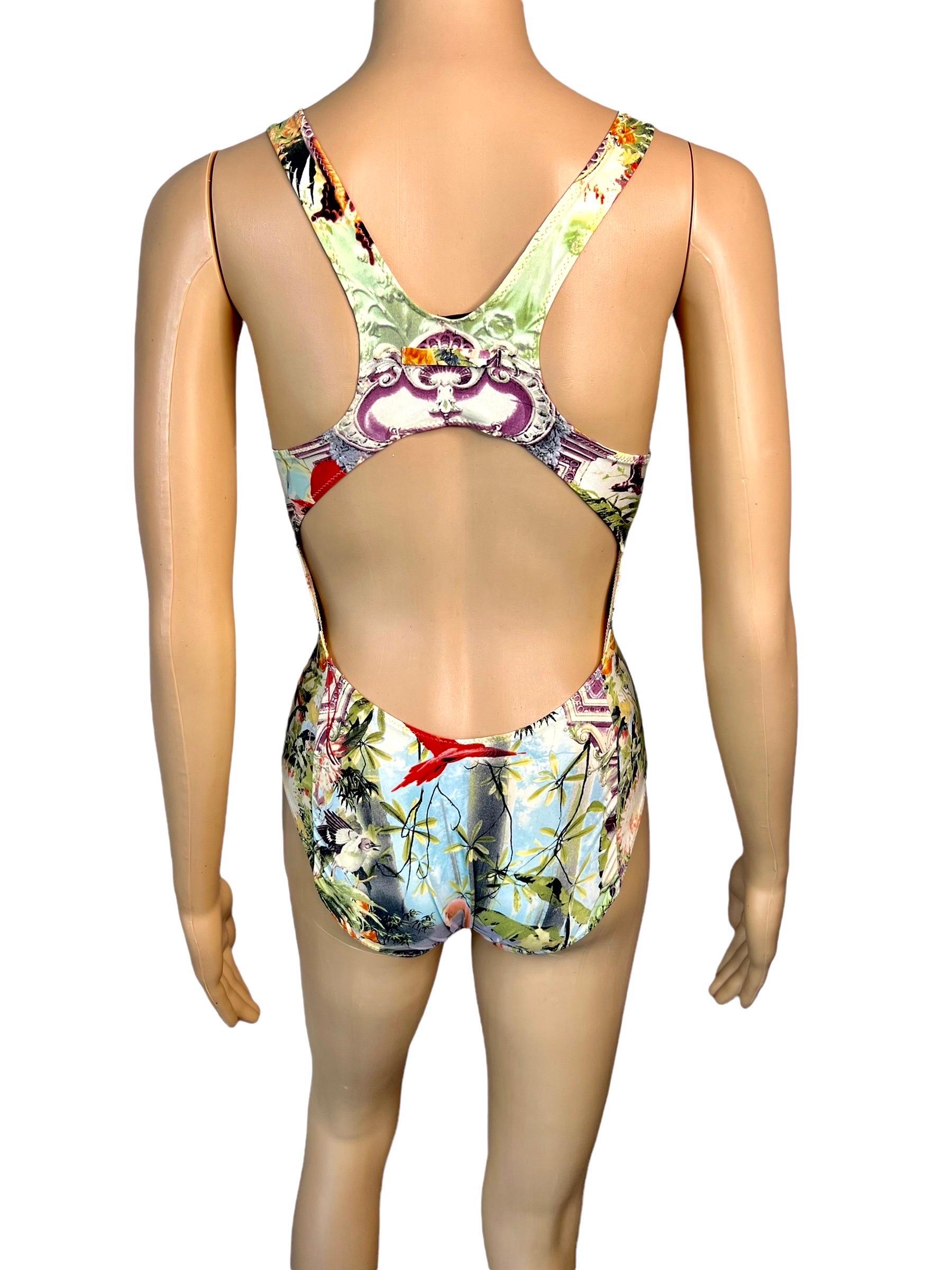Jean Paul Gaultier Soleil S/S 1999 Flamingo Tropical Bodysuit Swimwear Swimsuit For Sale 2