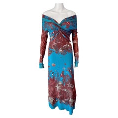 Jean Paul Gaultier Jeans Soleil P/E 1999 con stampa vita marina e maxi abito a rete off shoulder