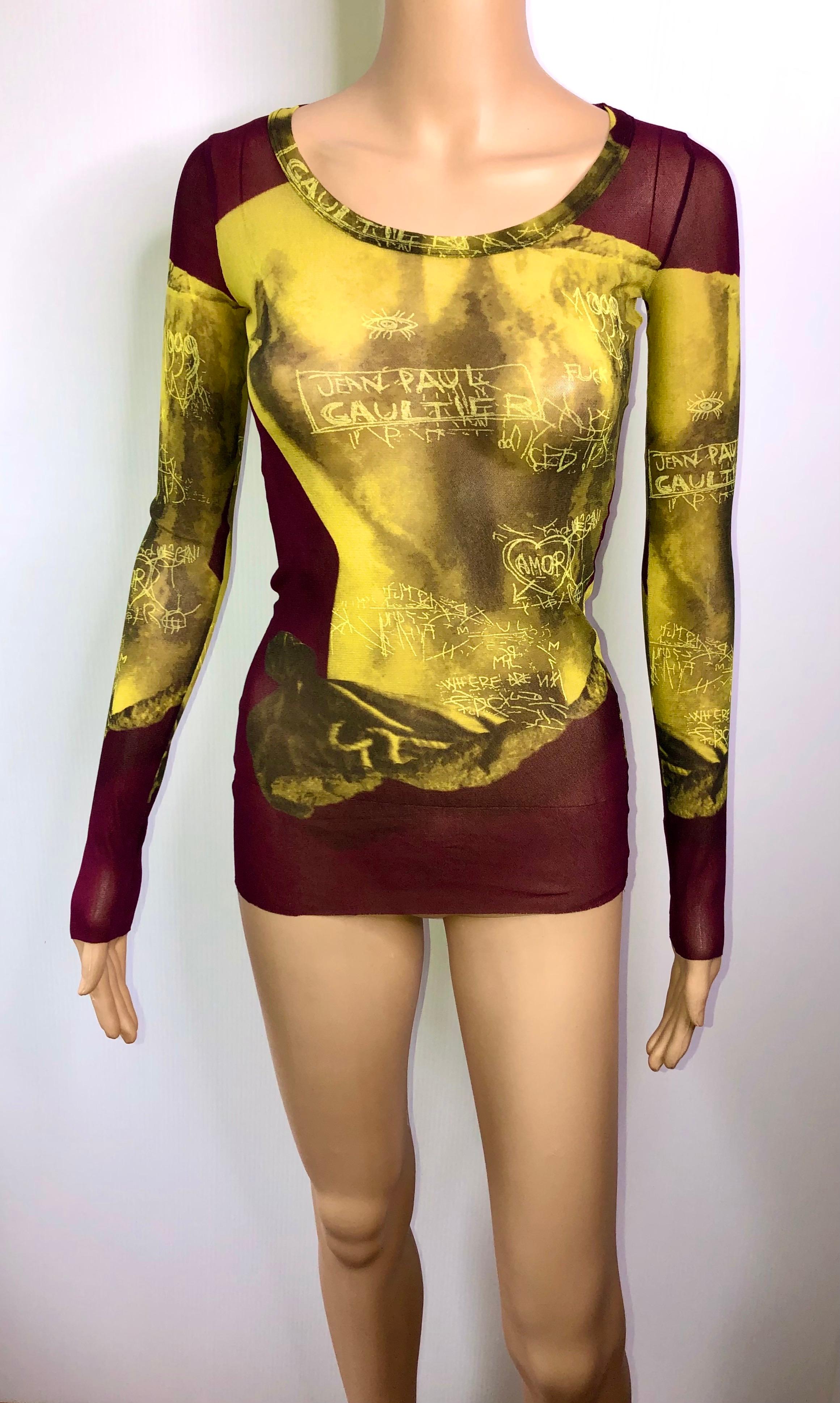 Jean Paul Gaultier Soleil S/S 1999 Vintage Unworn Venus De Milo Mesh Sheer Top Size M

