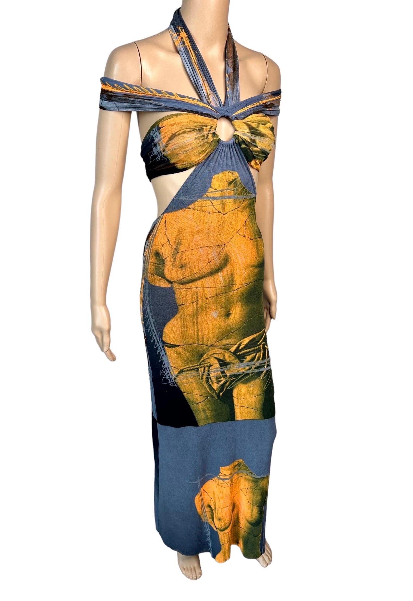 Jean Paul Gaultier Soleil S/S 1999 Vintage Venus De Milo Cutout Mesh Sheer Dress 6