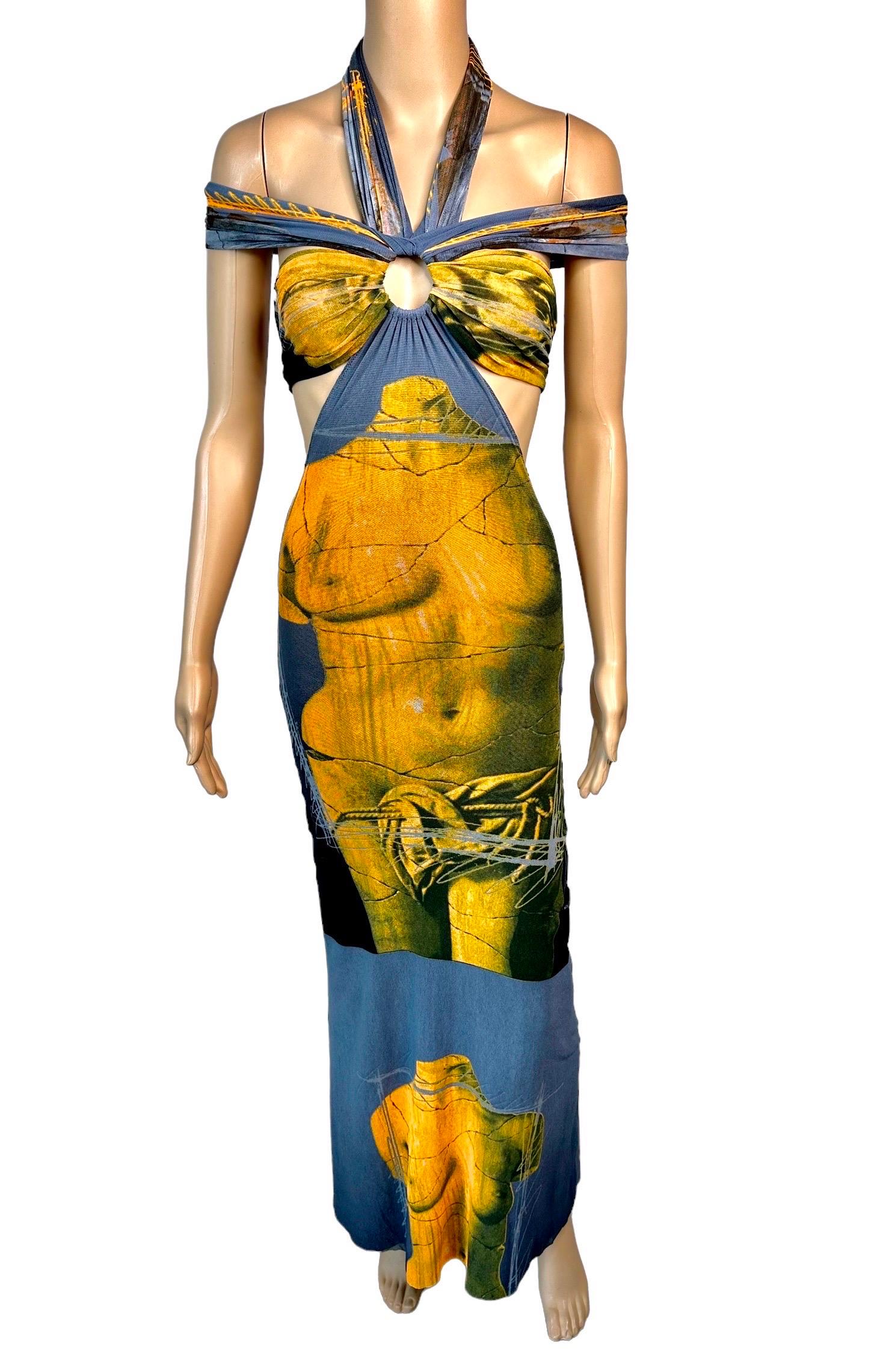 Jean Paul Gaultier Soleil S/S 1999 Vintage Venus De Milo Cutout Mesh Sheer Dress 7