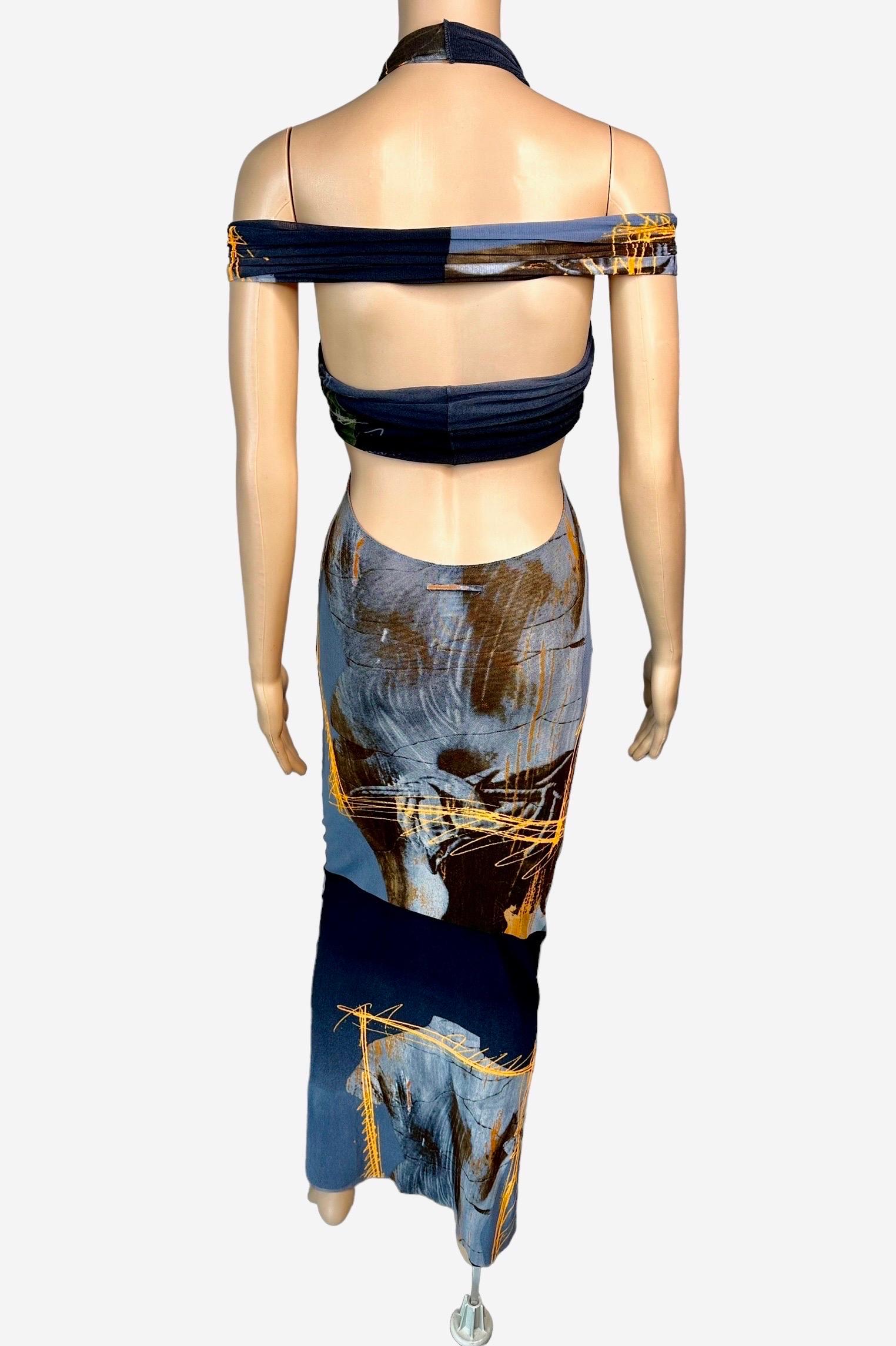 Jean Paul Gaultier Soleil S/S 1999 Vintage Venus De Milo Cutout Mesh Sheer Dress 8