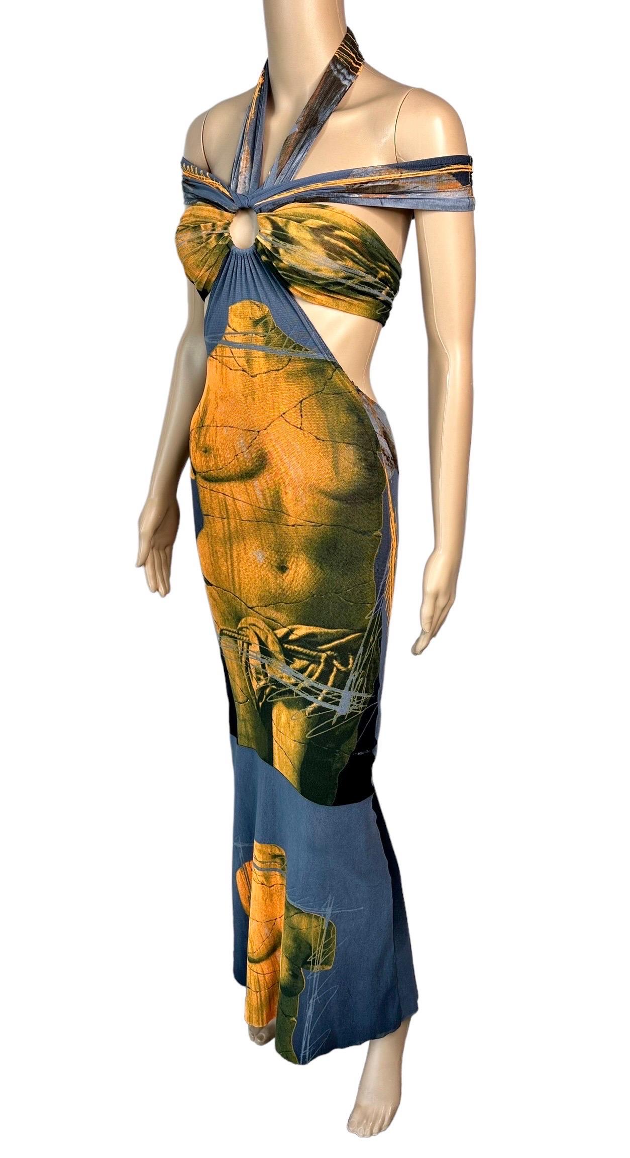 Jean Paul Gaultier Soleil S/S 1999 Vintage Venus De Milo Cutout Mesh Sheer Dress Size XS

