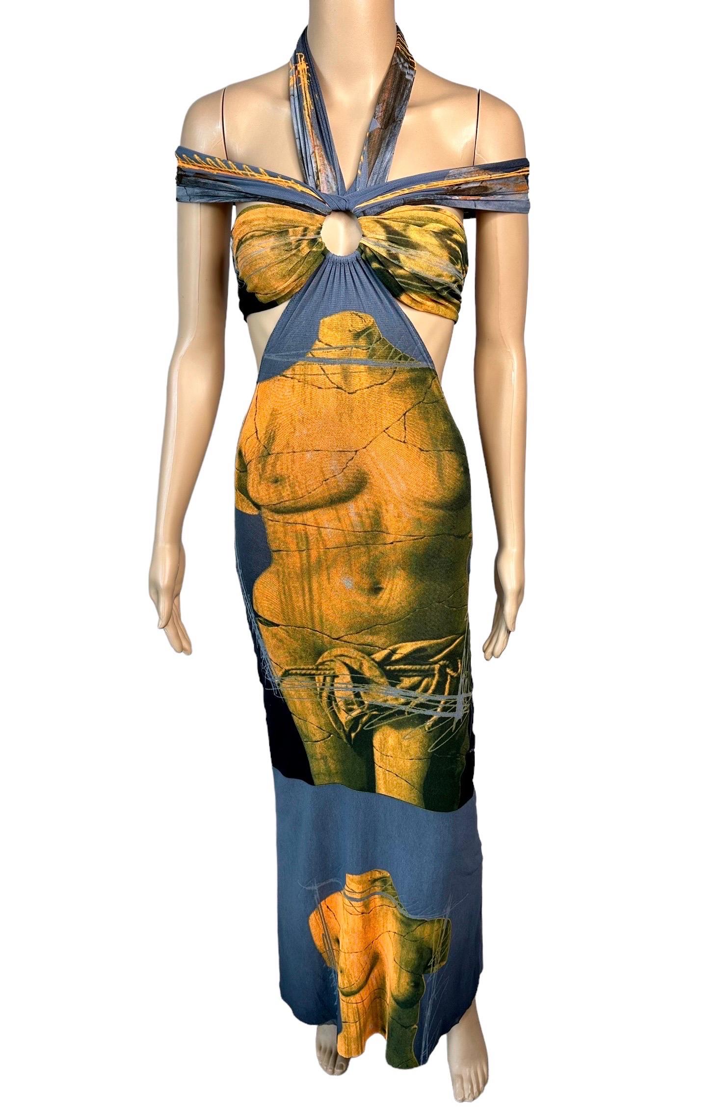 Jean Paul Gaultier Soleil S/S 1999 Vintage Venus De Milo Cutout Mesh Sheer Dress 5