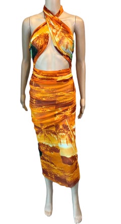 Jean Paul Gaultier Soleil S/S 2000 Psychedelic Print Mesh Wrap Dress Scarf Pareo