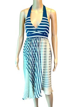 Jean Paul Gaultier Soleil S/S 2001 Striped Ivory & Navy Blue Cutout Back Dress