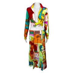 Jean Paul Gaultier Soleil F/S 2002 Portraits Faces Hemd Top & Rock 2 Stück Set