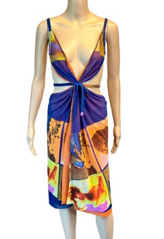 Jean Paul Gaultier Soleil S/S 2002 Vintage “Portraits” Mesh Wrap Dress