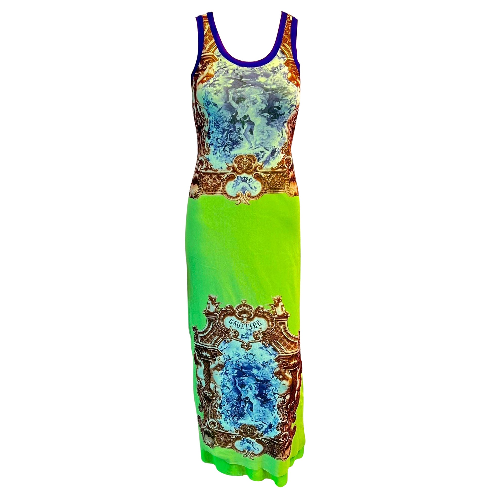 Jean Paul Gaultier Soleil - Robe longue moulante en maille avec logo vintage, printemps-t 2008