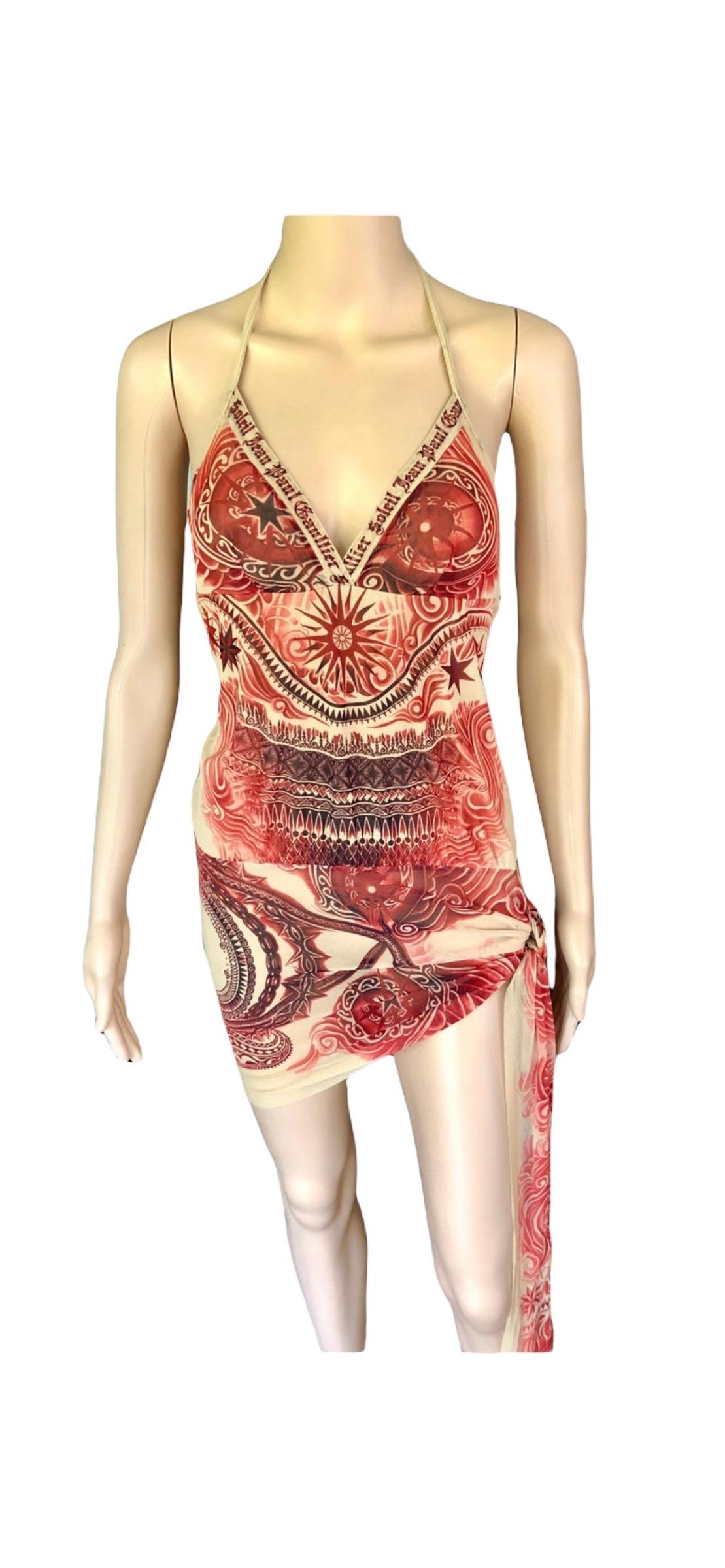 Jean Paul Gaultier Soleil S/S 2009 Tattoo Print Semi-Sheer Mesh Mini Dress 2