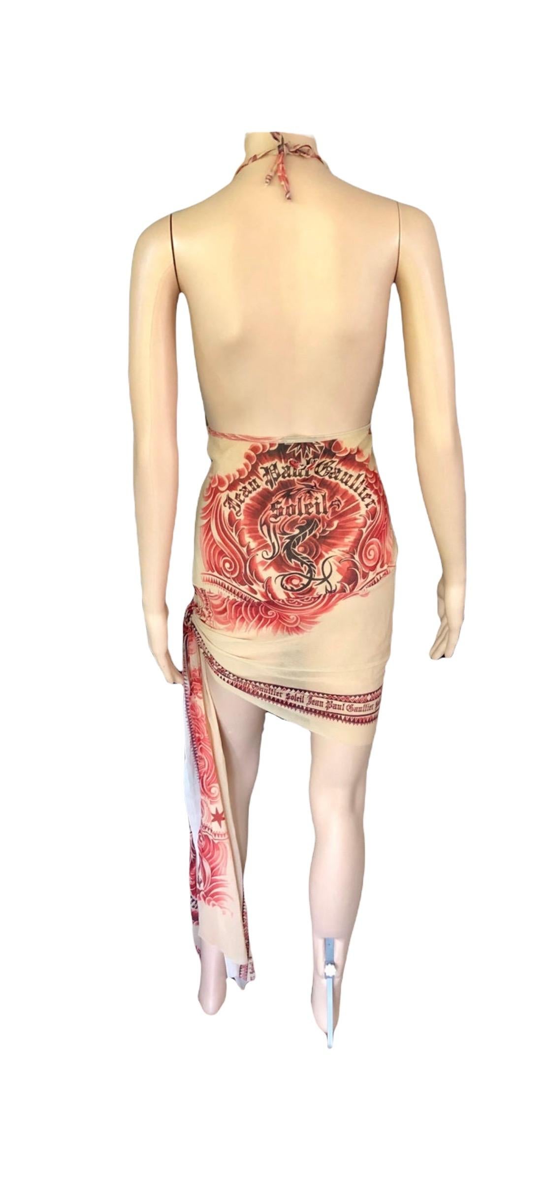 Jean Paul Gaultier Soleil S/S 2009 Tattoo Print Semi-Sheer Mesh Mini Dress 5