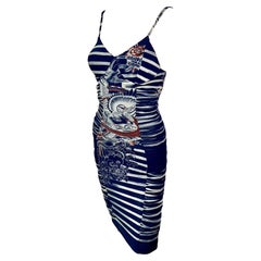 Jean Paul Gaultier Jeans Stampa Tattoo P/E 2012 Abito Bodycon a Maglia Semitrasparente