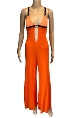 Jean Paul Gaultier Soleil Sheer Mesh Neoprene Bra Cutout Neon Romper Jumpsuit