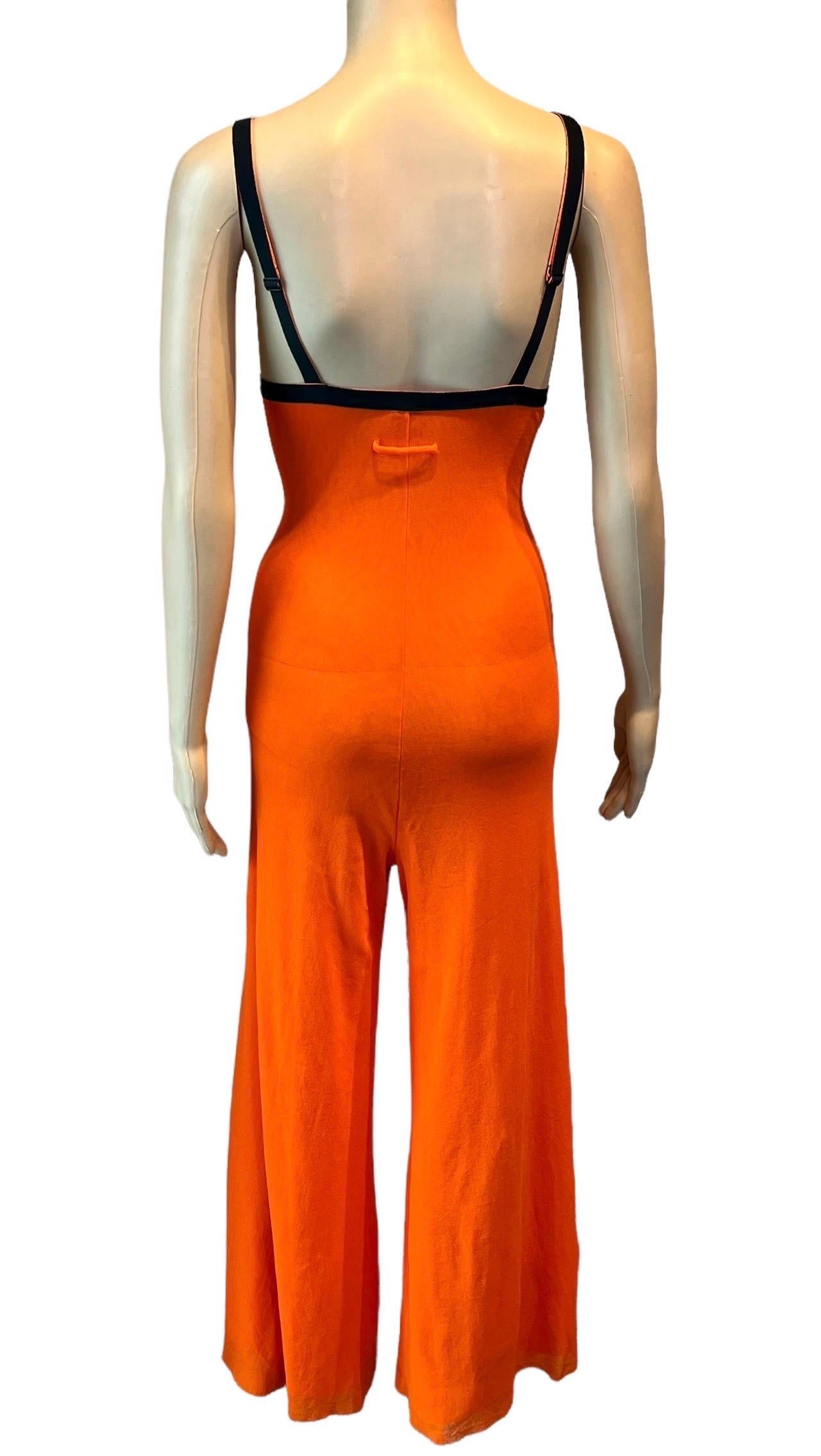 Jean Paul Gaultier Soleil Sheer Mesh Neoprene Bra Cutout Neon Romper Jumpsuit Bon état à Naples, FL