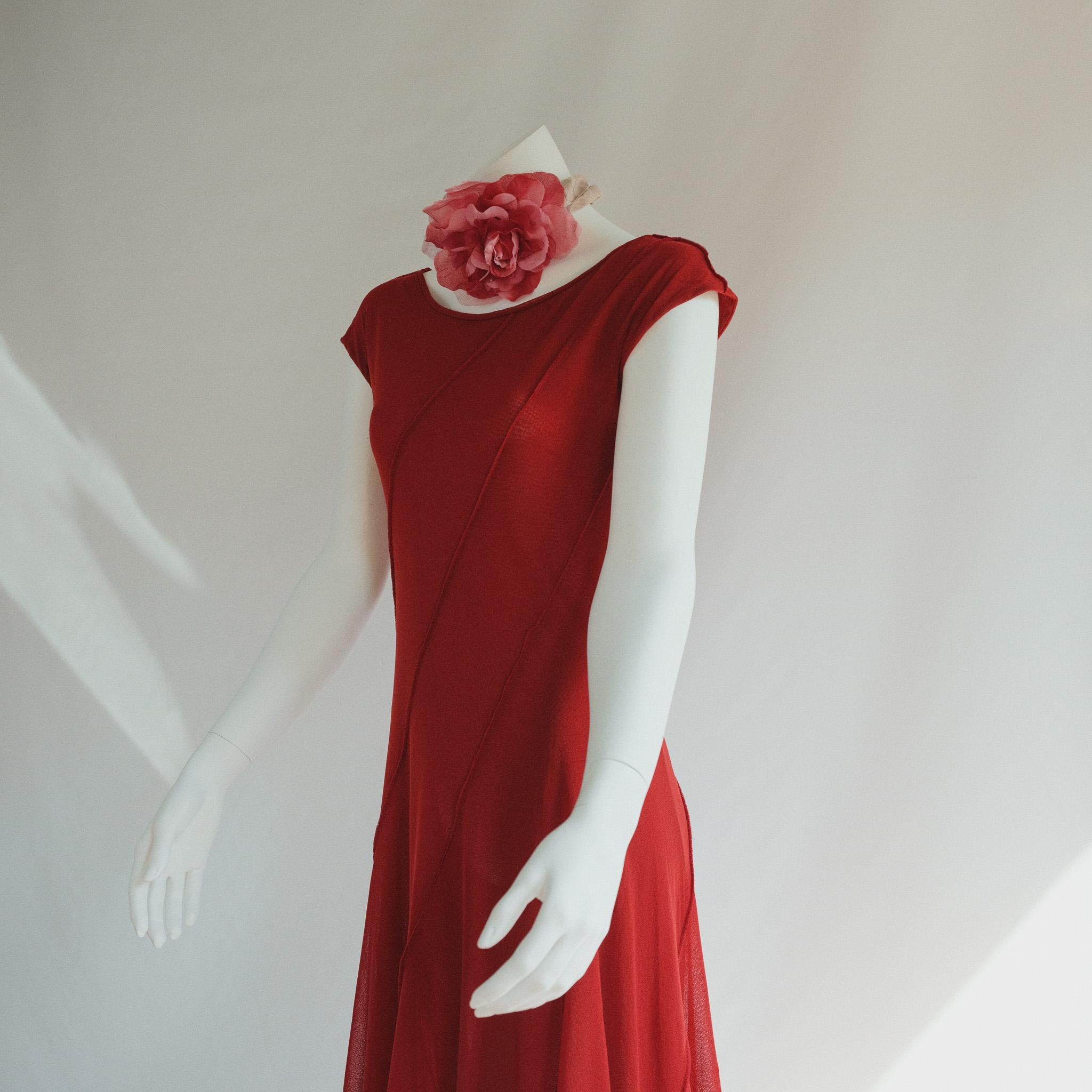 Women's or Men's Jean Paul Gaultier Soleil Shift Dress Mesh Red 