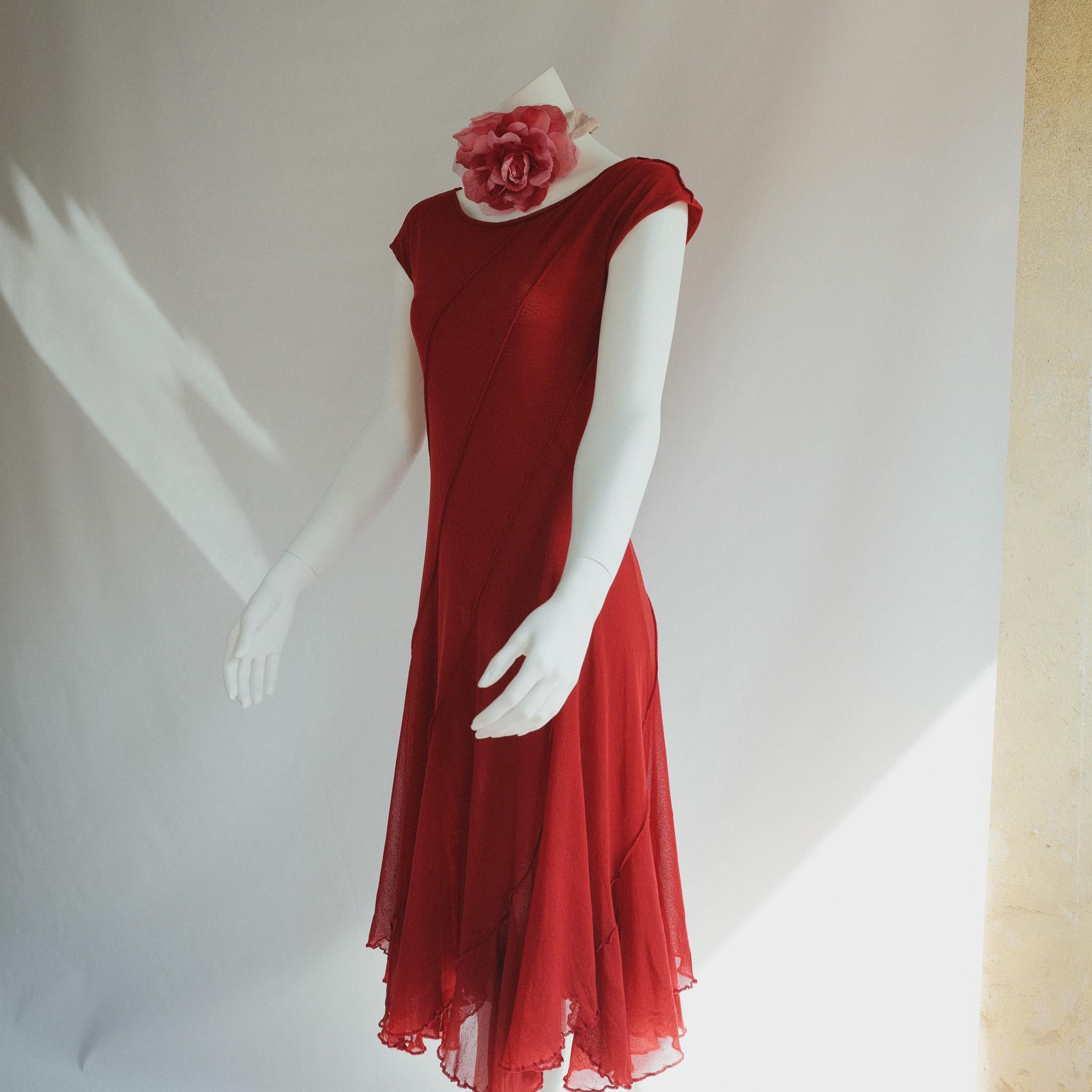 Jean Paul Gaultier Soleil Shift Dress Mesh Red  1