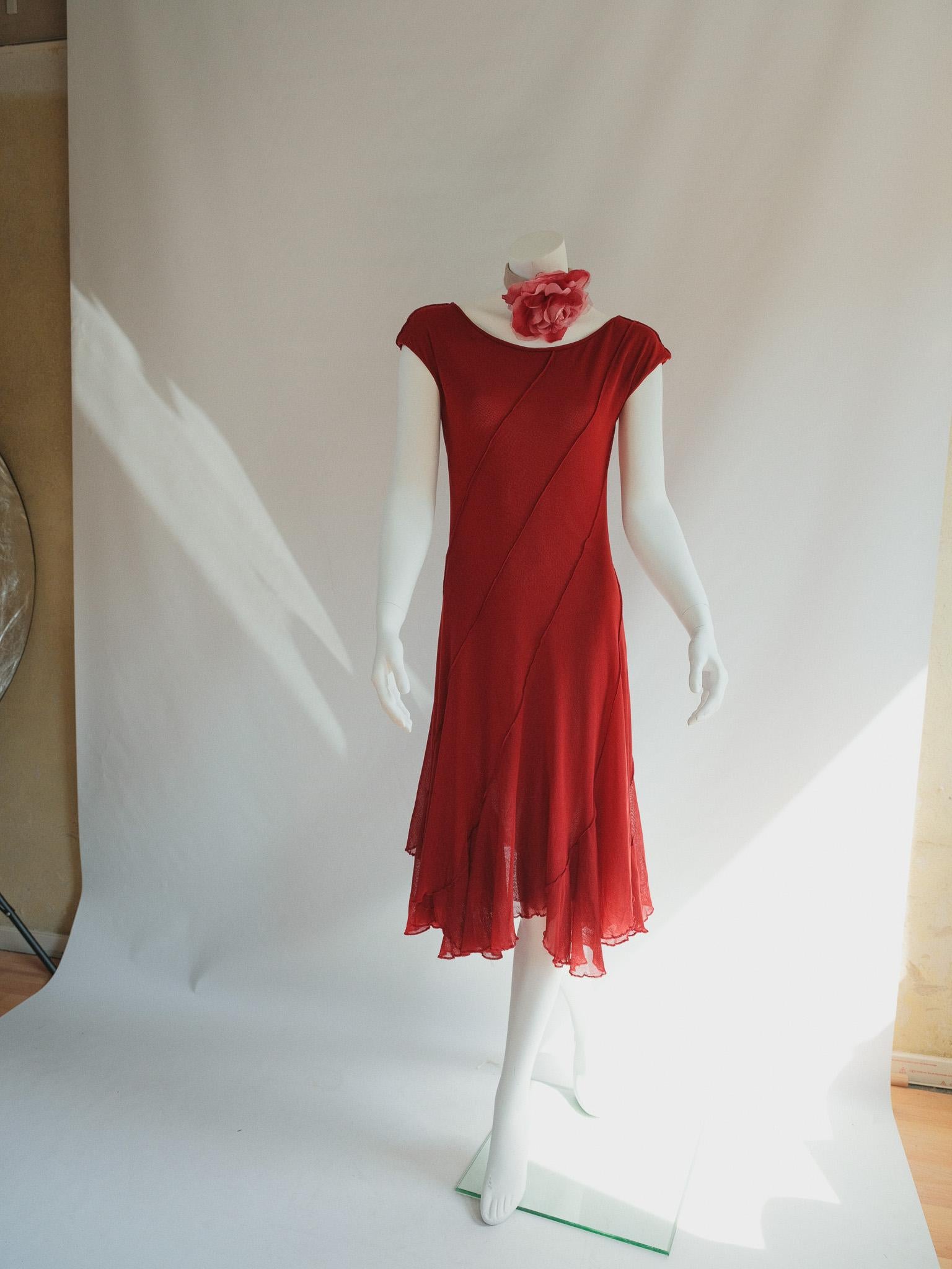 Jean Paul Gaultier Soleil Shift Dress Mesh Red  3