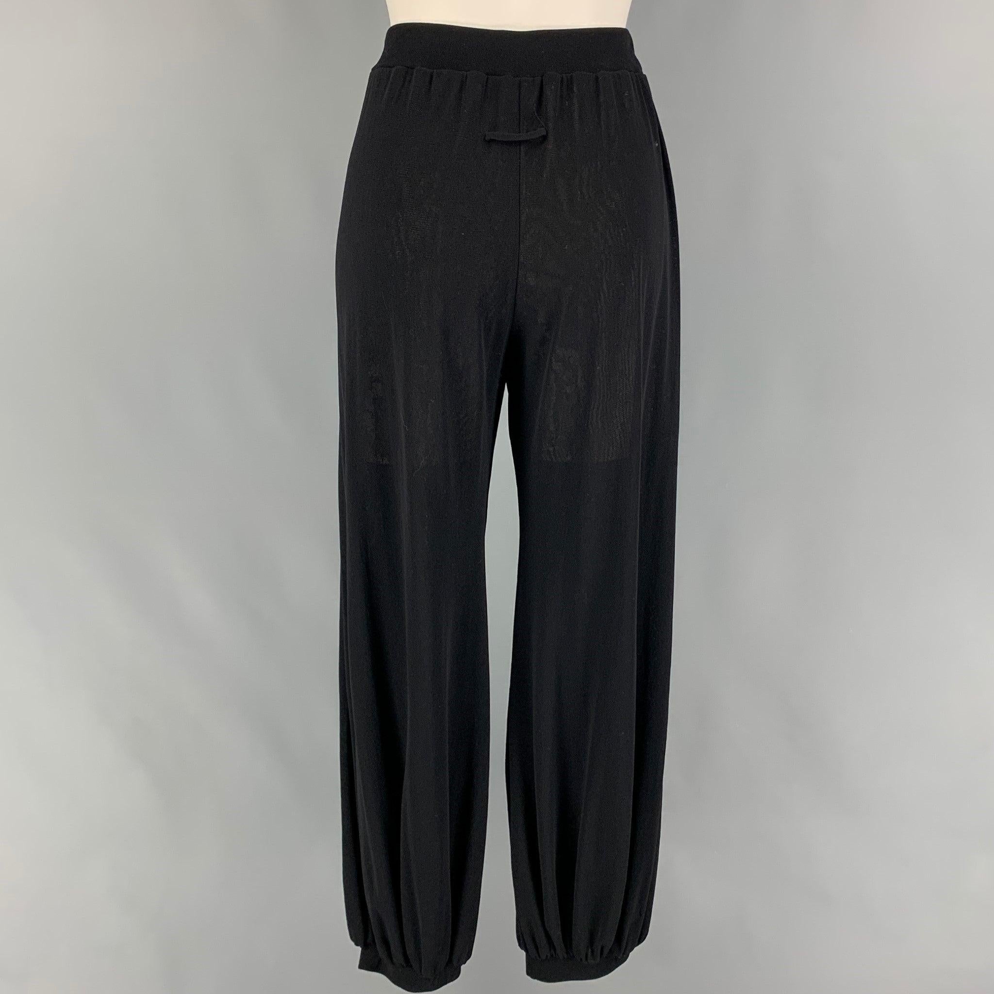 JEAN PAUL GAULTIER SOLEIL Size L Black Nylon Elastic Cuffs Casual Pants In Good Condition For Sale In San Francisco, CA