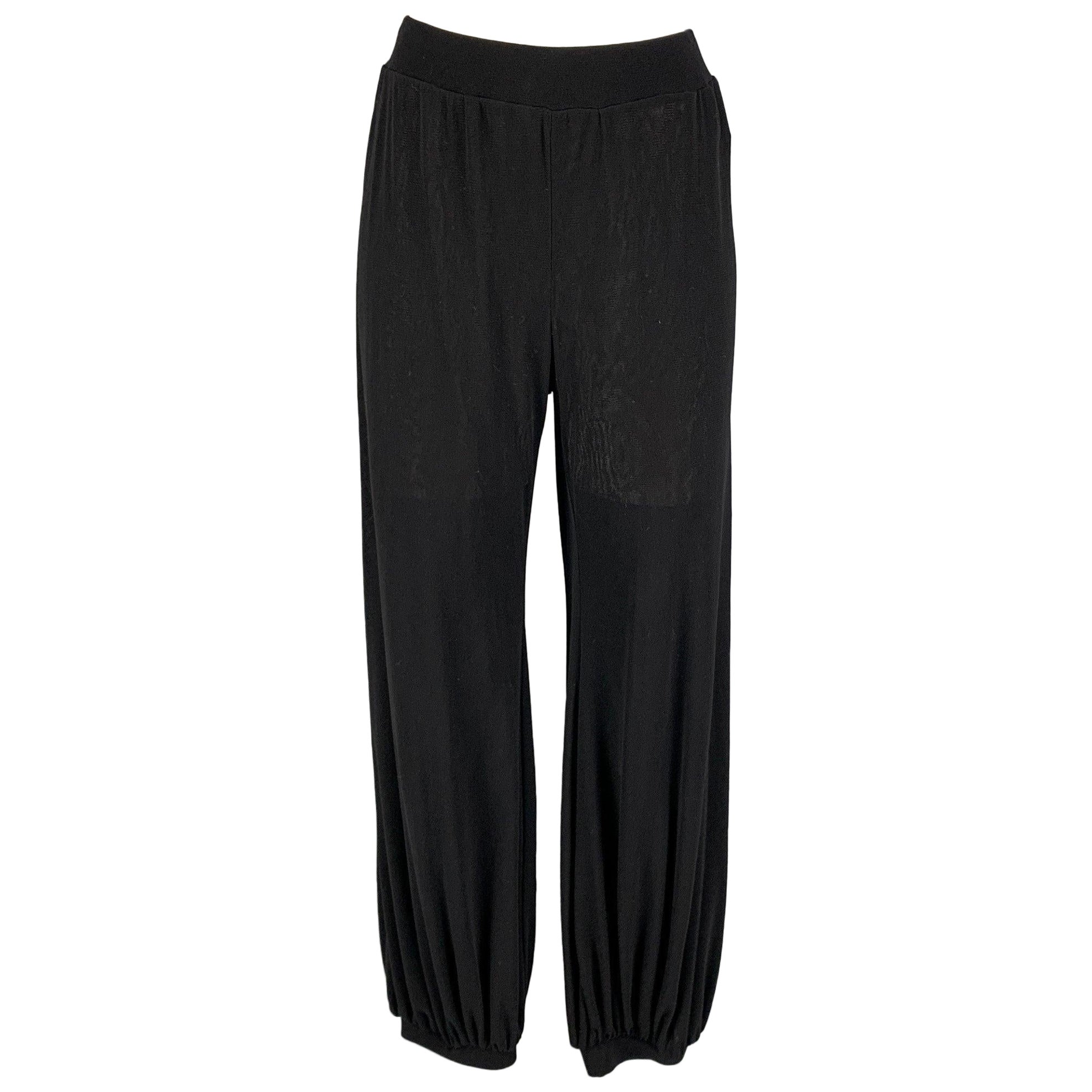 JEAN PAUL GAULTIER SOLEIL Talla L Negro Nylon Puños Elásticos Pantalón Casual