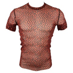 JEAN PAUL GAULTIER SOLEIL Size L Maroon & Black Dots Polyamide Crew-Neck T-shirt
