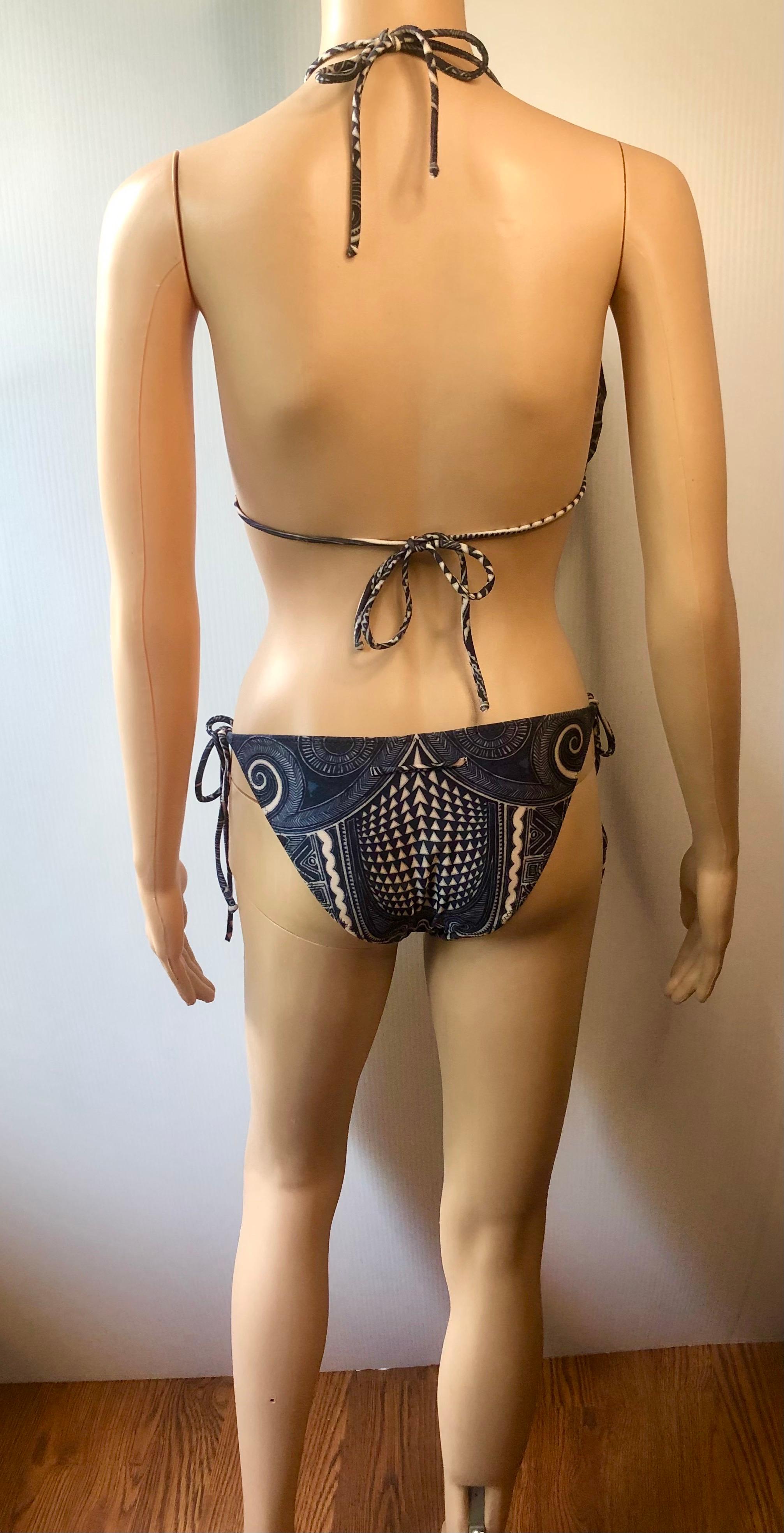 Jean Paul Gaultier Soleil Tribal Aztec Tattoo Print Bikini-Badeanzug für Damen oder Herren im Angebot
